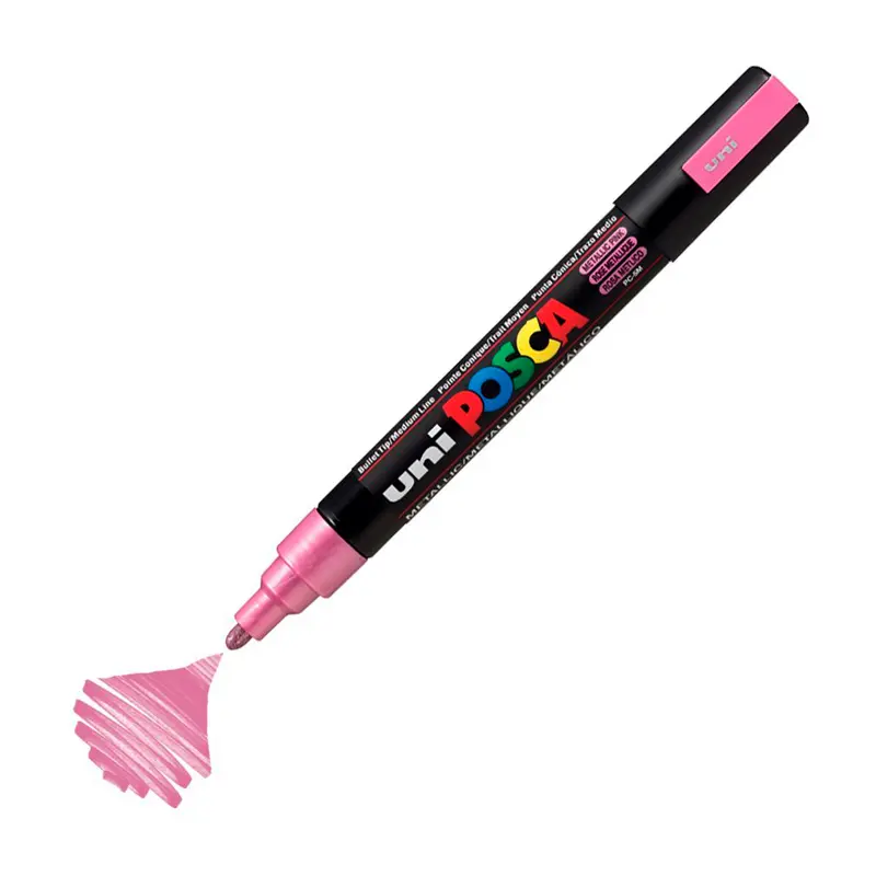 Uni-Ball Posca PC-5M 1.8 - 2.5mm Su Bazlı Poster Markörü Metalik Pembe 6 Lı Kutu