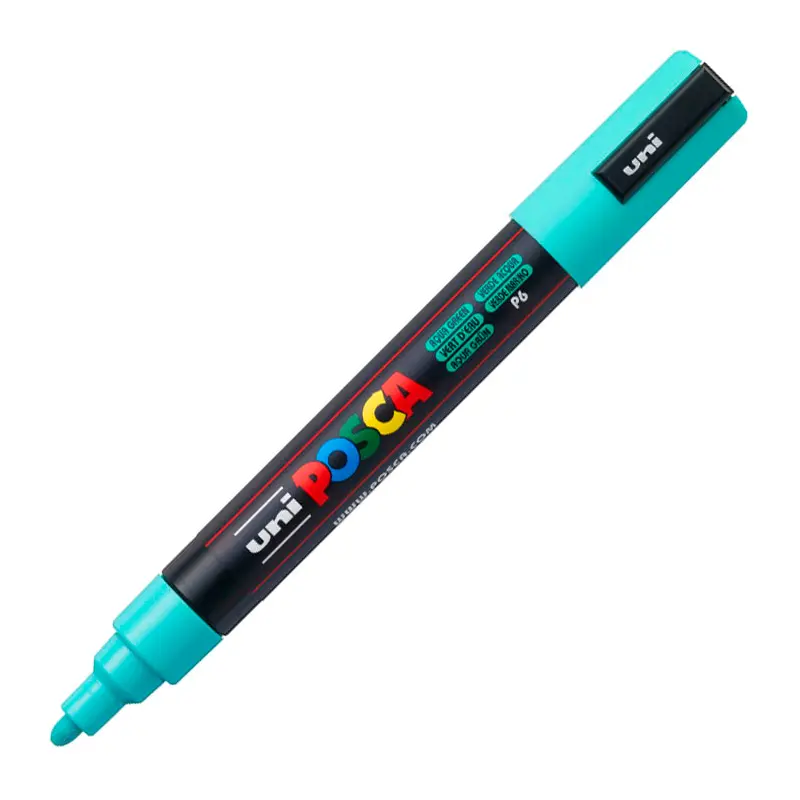Uni-Ball Posca PC-5M 1.8 - 2.5 mm Su Bazlı Poster Markörü Su Yeşili 6 Lı Kutu