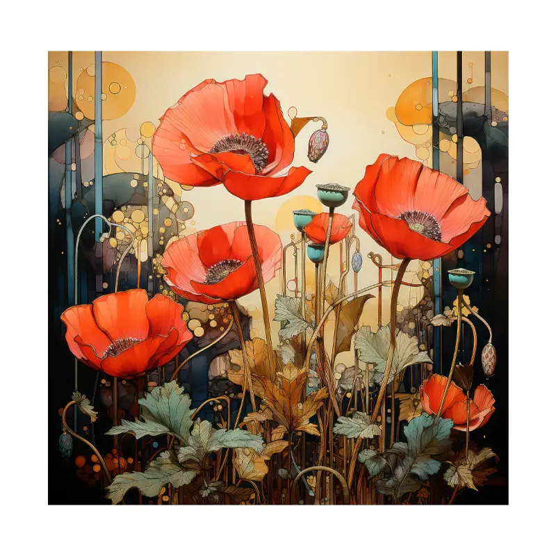 Antique Flowers Rölyef Poster Baskı Kağıt Boyutu: 33x48cm Baskı Boyutu: 31.5x31.5cm 8 Adet
