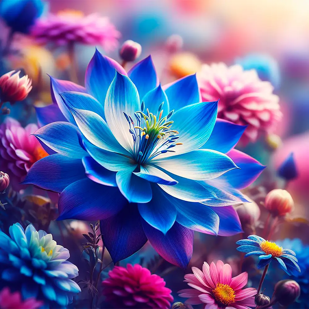 Blue Lotus Flower Rölyef Poster Baskı Kağıt Boyutu: 33x48cm Baskı Boyutu: 31.5x31.5cm 8 Adet