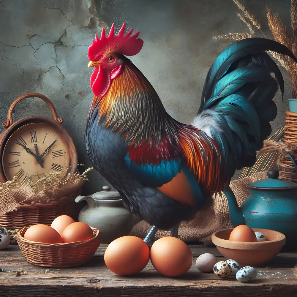 Cock And Eggs Rölyef Poster Baskı Kağıt Boyutu: 33x48cm Baskı Boyutu: 31.5x31.5cm 8 Adet