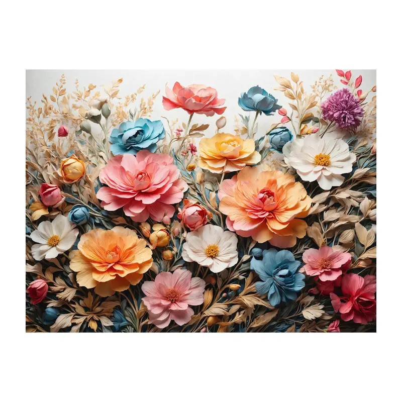 Colorful Flower Rölyef Poster Baskı Kağıt Boyutu: 33x48cm Baskı Boyutu: 31.5x31.5cm 8 Adet