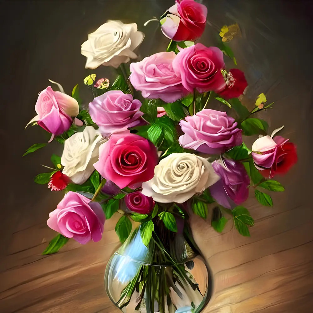 Flowers And Jar Rölyef Poster Baskı Kağıt Boyutu: 33x48cm Baskı Boyutu: 31.5x31.5cm 8 Adet