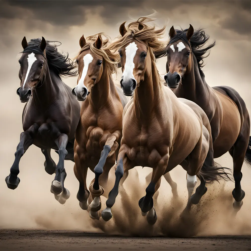 Running Horses Rölyef Poster Baskı Kağıt Boyutu: 33x48cm Baskı Boyutu: 31.5x31.5cm 8 Adet