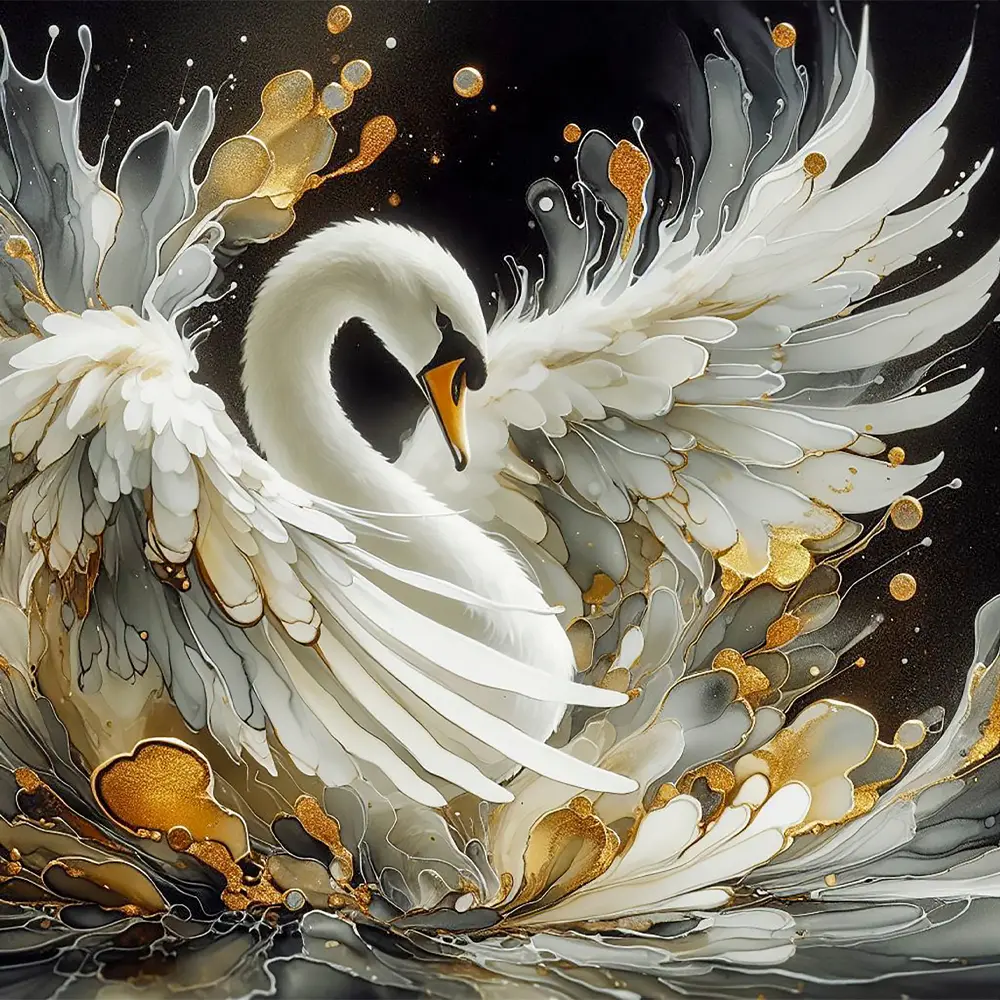 Swan And Water Rölyef Poster Baskı Kağıt Boyutu: 33x48cm Baskı Boyutu: 31.5x31.5cm 8 Adet