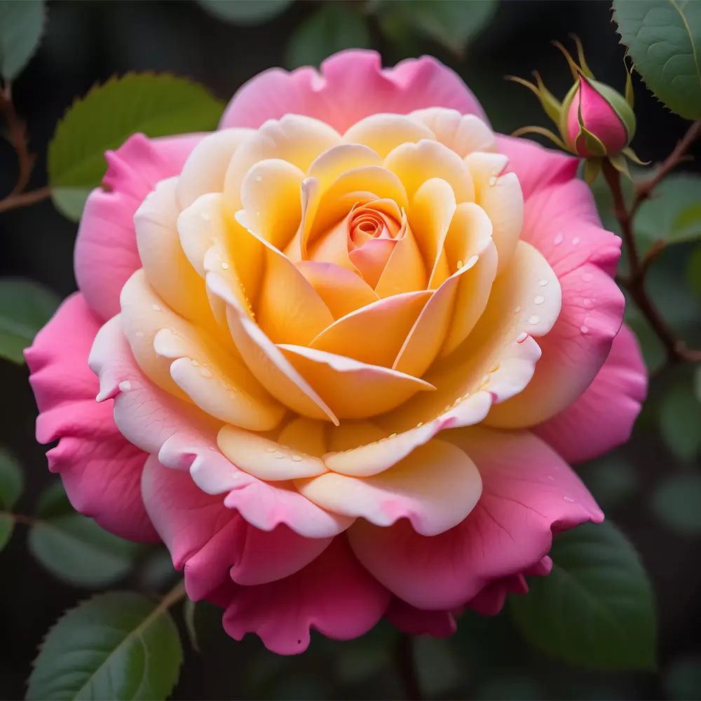Yellow And Pink Rose Rölyef Poster Baskı Kağıt Boyutu: 33x48cm Baskı Boyutu: 31.5x31.5cm 8 Adet
