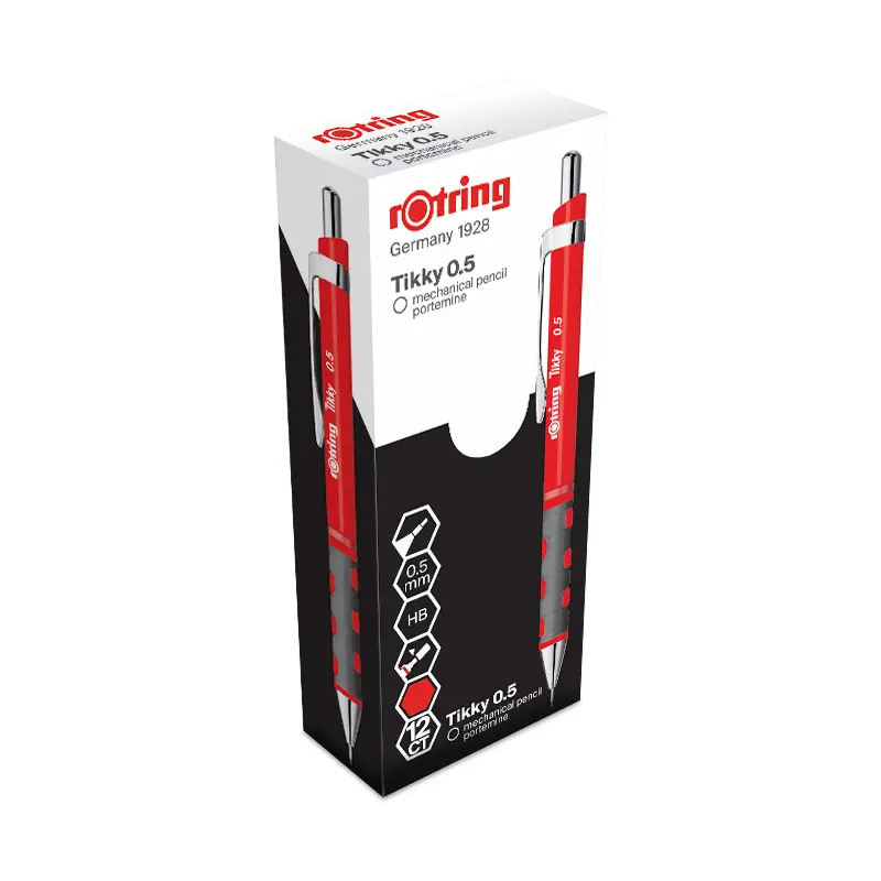 Rotring Tikky RD Versatil Kalem 0.5mm Kırmızı 12 Li Kutu