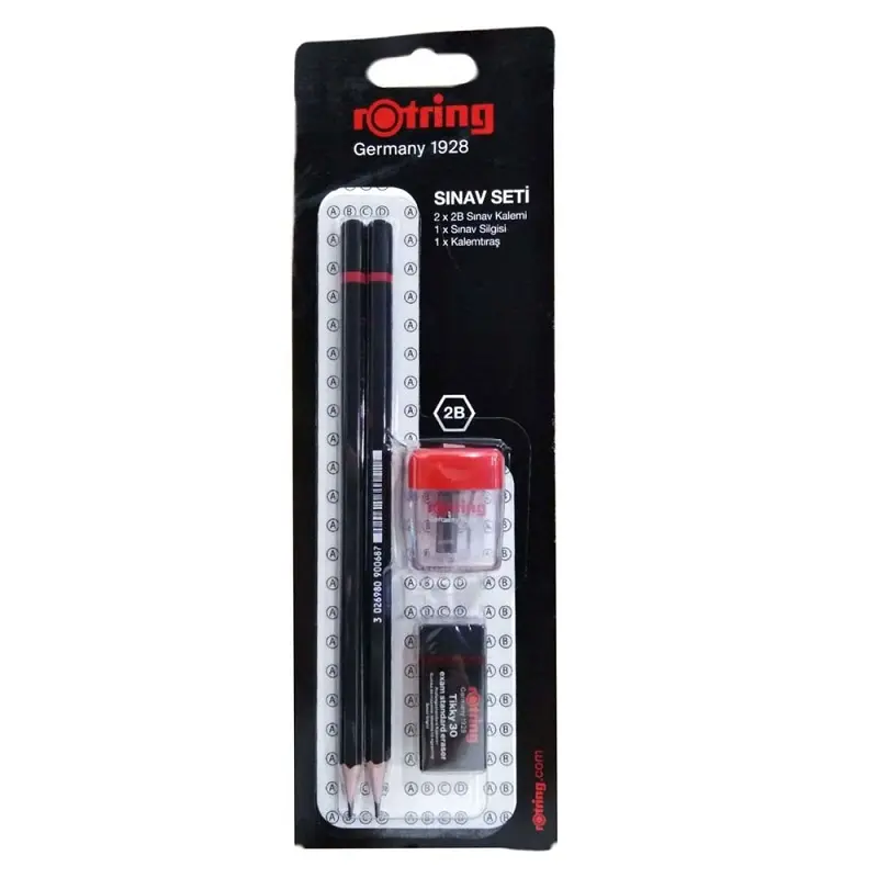 Rotring 2 Adet 2B Sınav Kalemi + Sınav Silgisi + Kalemtraş Sınav Seti