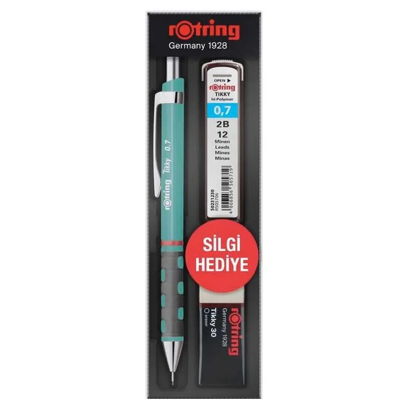 Rotring Tikky Versatil Kalem + Min + Silgi 3 Lü Okul Seti 0.7mm Deniz Mavi