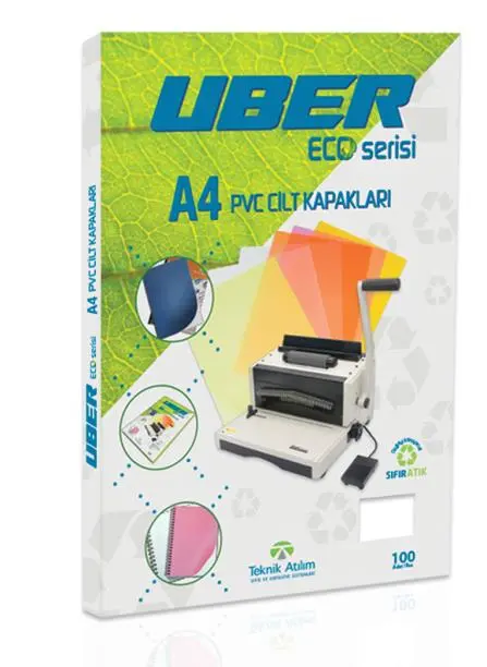 Uber Eco PVC Cilt Kapağı A4 Opak Beyaz 100 Lü Paket