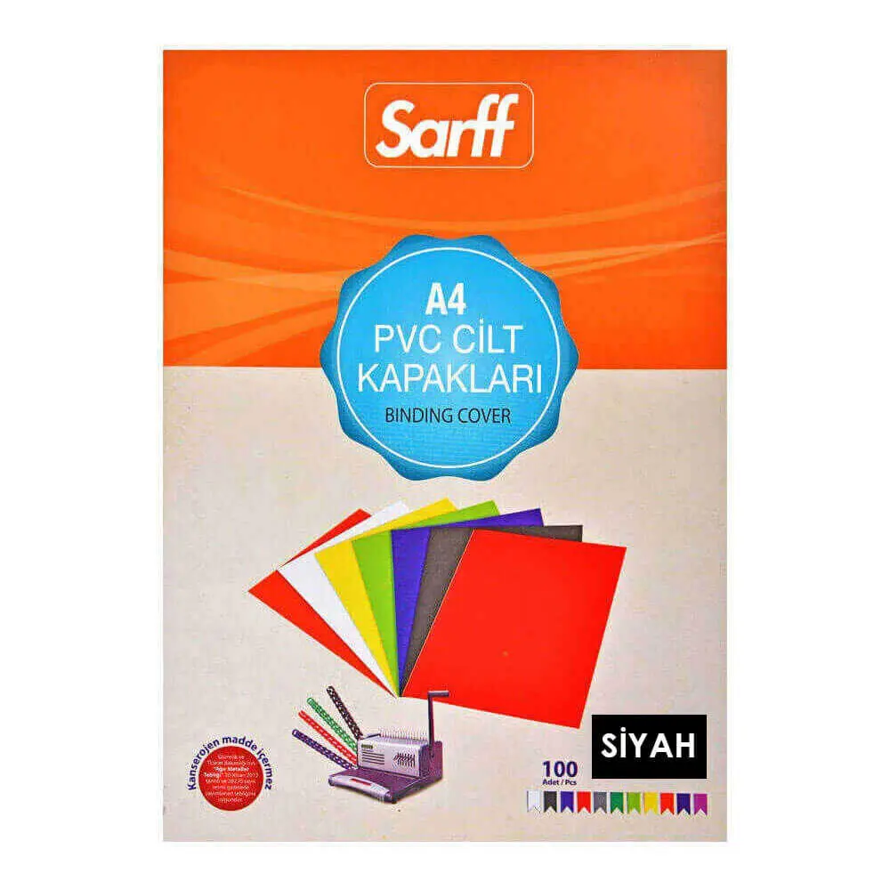 Sarff PVC Cilt Kapağı 160 Micron A4 Opak Siyah 100 Lü Paket