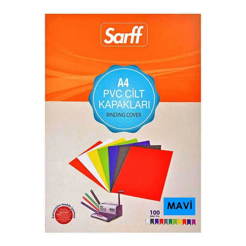 Sarff PVC Cilt Kapağı 160 Micron A4 Opak Mavi 100 Lü Paket
