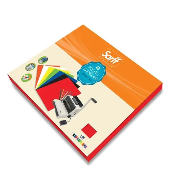 Sarff PVC Cilt Kapağı 160 Micron A3 Opak Kırmızı 100 Lü Paket