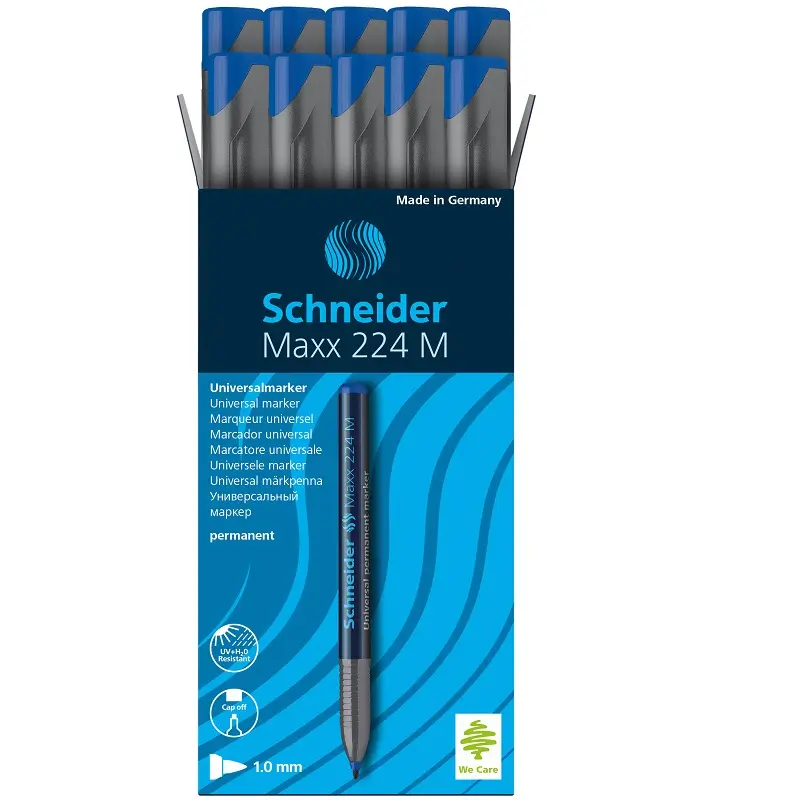 Schneider Maxx 224M Asetat Kalemi 1.0 mm Mavi 10 Lu Kutu
