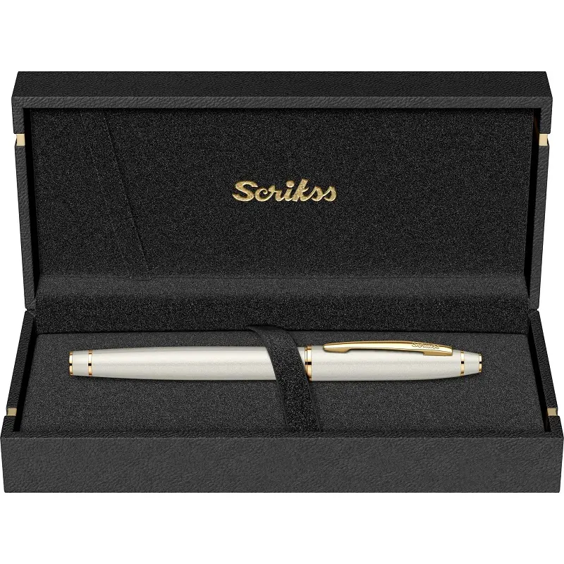 Scrikss 35 Noble Roller Kalem Beyaz Altın