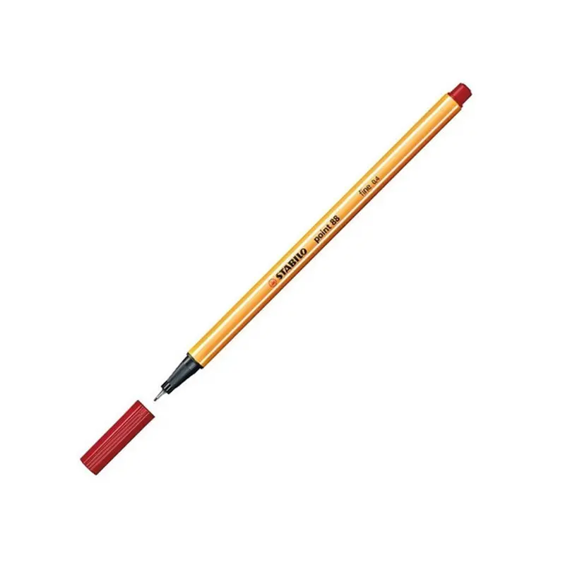 Stabilo Point 88/50 İnce Uçlu Keçeli Kalem 0.4mm Koyu Kırmızı 10 Lu Kutu