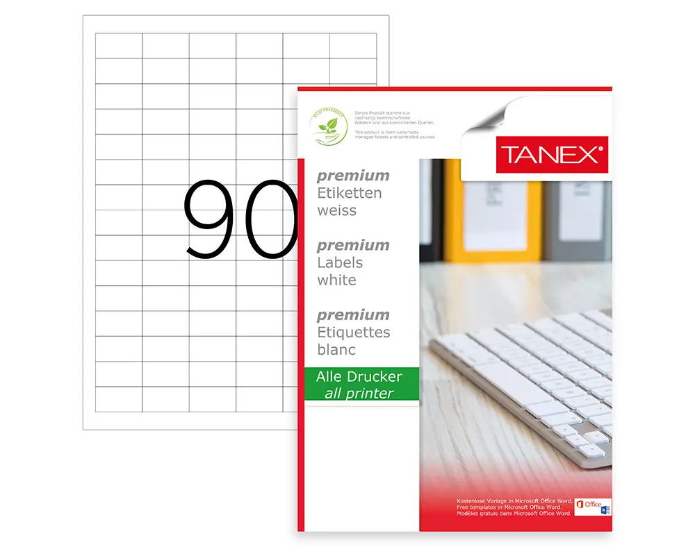 Tanex TW-2319 33x19 mm Lazer Etiket 100 Lü Paket