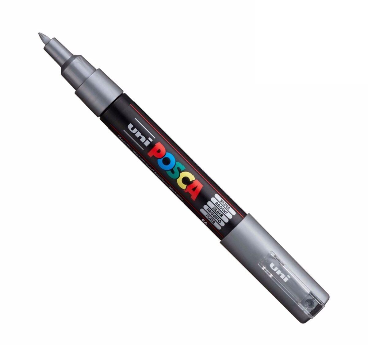 Uni-Ball Posca PC-1M 0.7mm Su Bazlı Poster Markörü Gümüş 6 Lı Kutu