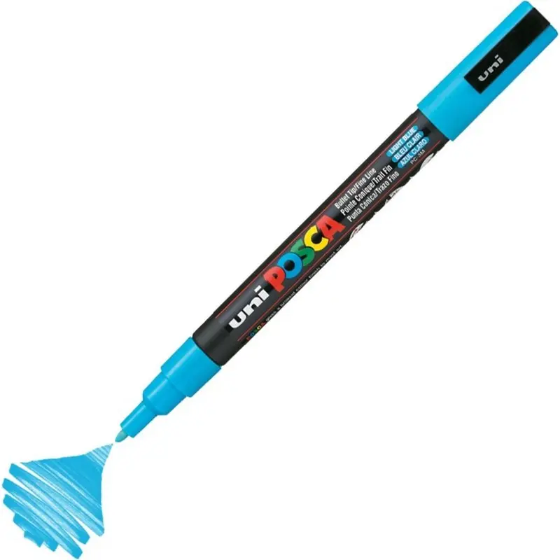Uni-Ball Posca PC-3M 0.9 - 1.3mm Su Bazlı Poster Markörü Açık Mavi 6 Lı Kutu