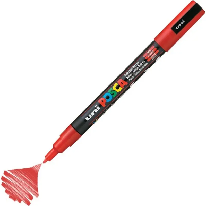 Uni-Ball Posca PC-3M 0.9 - 1.3mm Su Bazlı Poster Markörü Kırmızı 6 Lı Kutu
