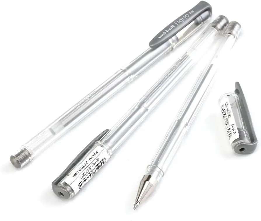 Uni-Ball Signo Fine UM-100 0.8 mm Jel Kalem Gümüş 12 Li Kutu