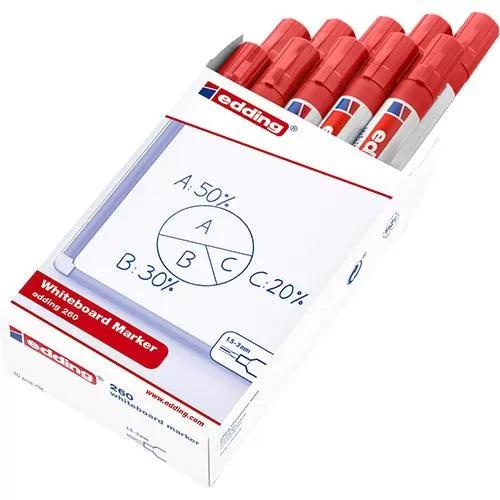 Edding 260 Beyaz Tahta Kalemi Kırmızı 10 Lu Kutu