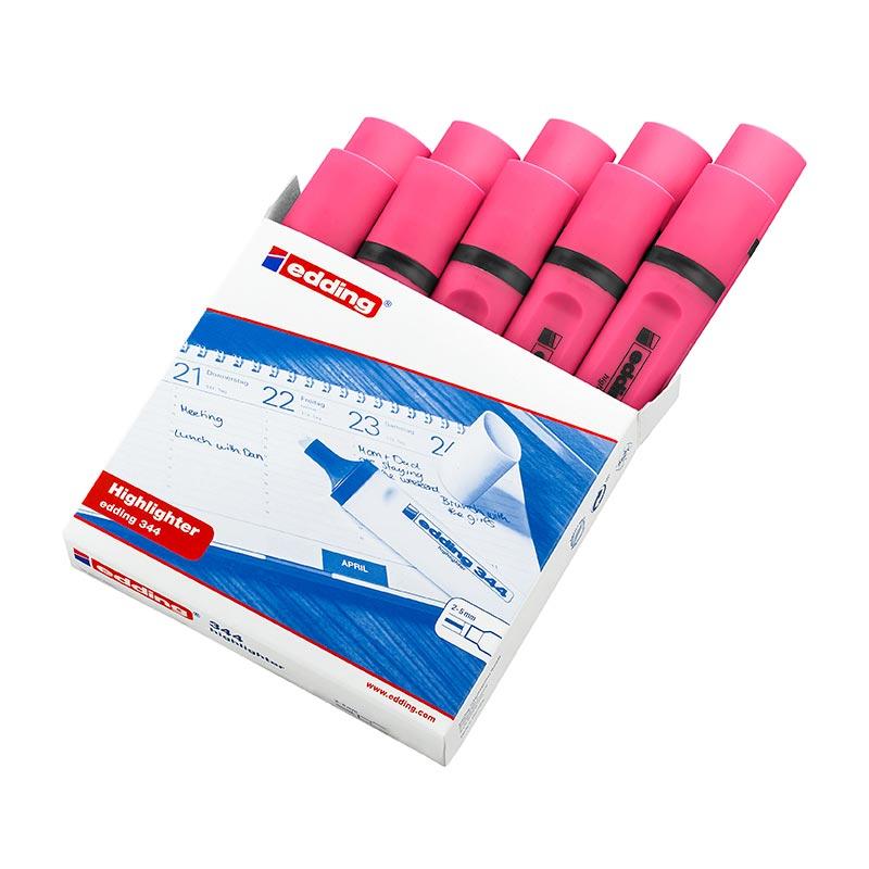 Edding 344 Fosforlu Kalem Pembe 10 Lu Kutu