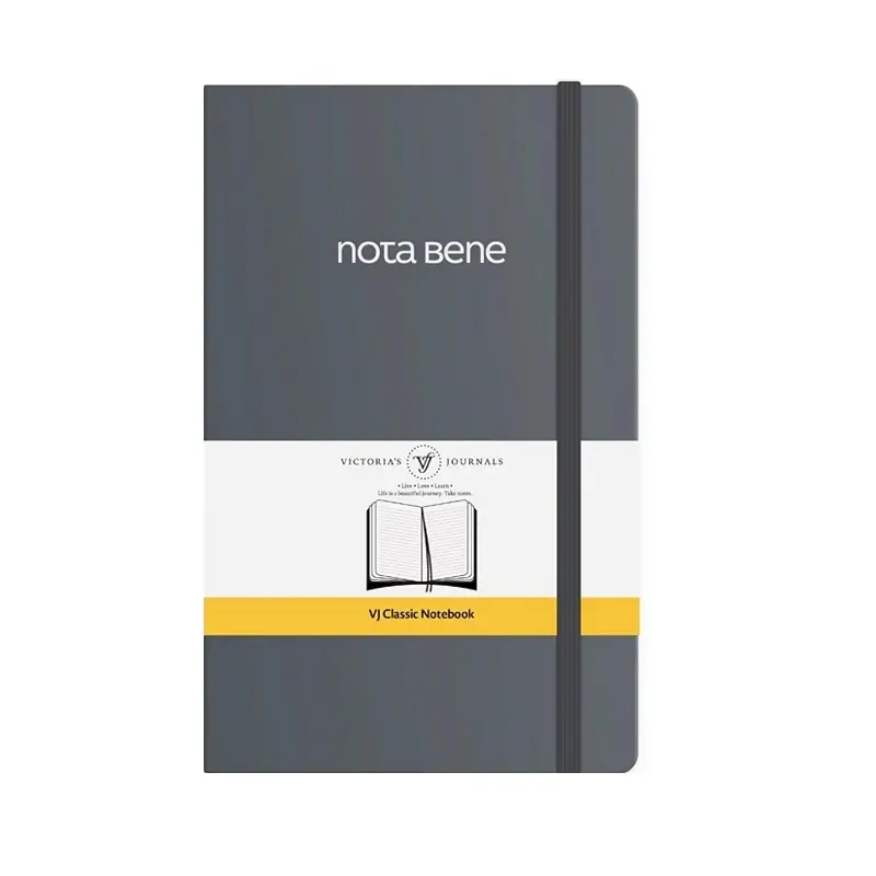 Victoria's Journals Nota Bene Classic Esnek Kapak Defter 13x21cm 70gr. 400 Sayfa Çizgili Gri