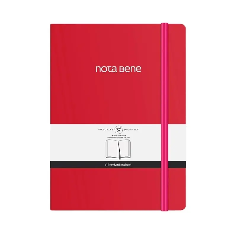 Victoria's Journals Nota Bene Premium Sert Kapak Defter 14.8x21cm 100gr. 192 Sayfa Çizgili Kırmızı
