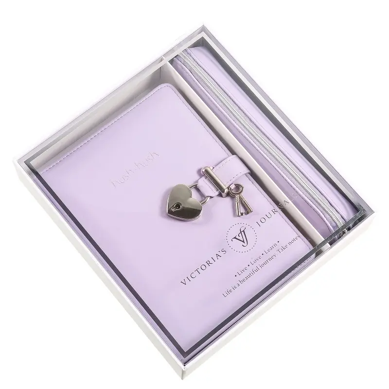 Victoria's Journals Hush Hush Metalik Kilitli Defter 13x18cm 160 Yaprak + Kalem Kutusu - Lavanta