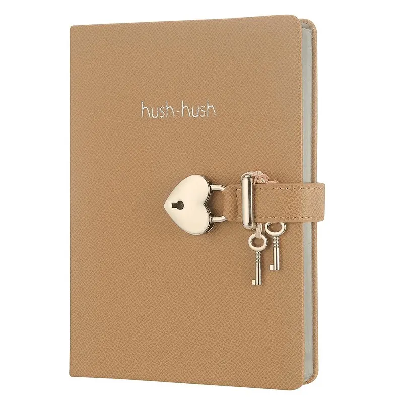 Victoria's Journals Hush Hush Kilitli Pastel Kapak 13x18cm 80gr. 160 Yaprak Çizgili Hatıra Defteri Bej