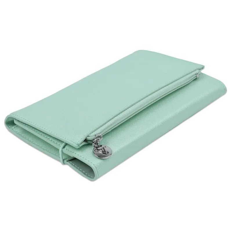 Victoria's Journals Zipco Clutch Lastikli Fermuarlı Cepli Çizgili Not Defteri 80 gr. 96 Yaprak 9.6x16.6cm Yeşil
