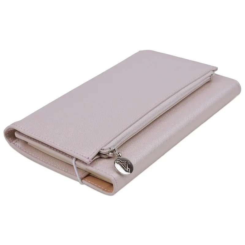 Victoria's Journals Zipco Clutch Lastikli Fermuarlı Cepli Çizgili Not Defteri 80 gr. 96 Yaprak 9.6x16.6cm Gümüş