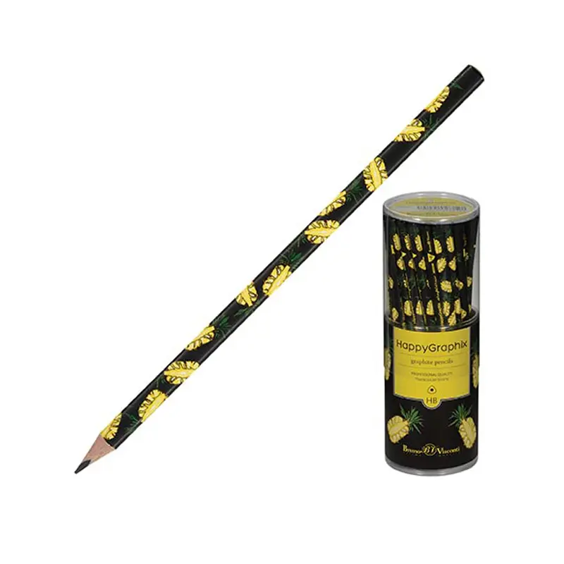 Bruno Visconti HappyGraphix Fresh & Fruity Ananas Desen Üçgen Gövde Kurşun Kalem HB 50 Li Paket